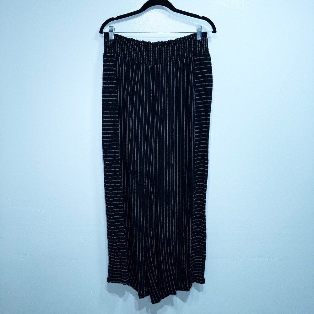 Joie Black White Pinstripe Illusion Cotton Blend Wide Leg Pants Size 1X